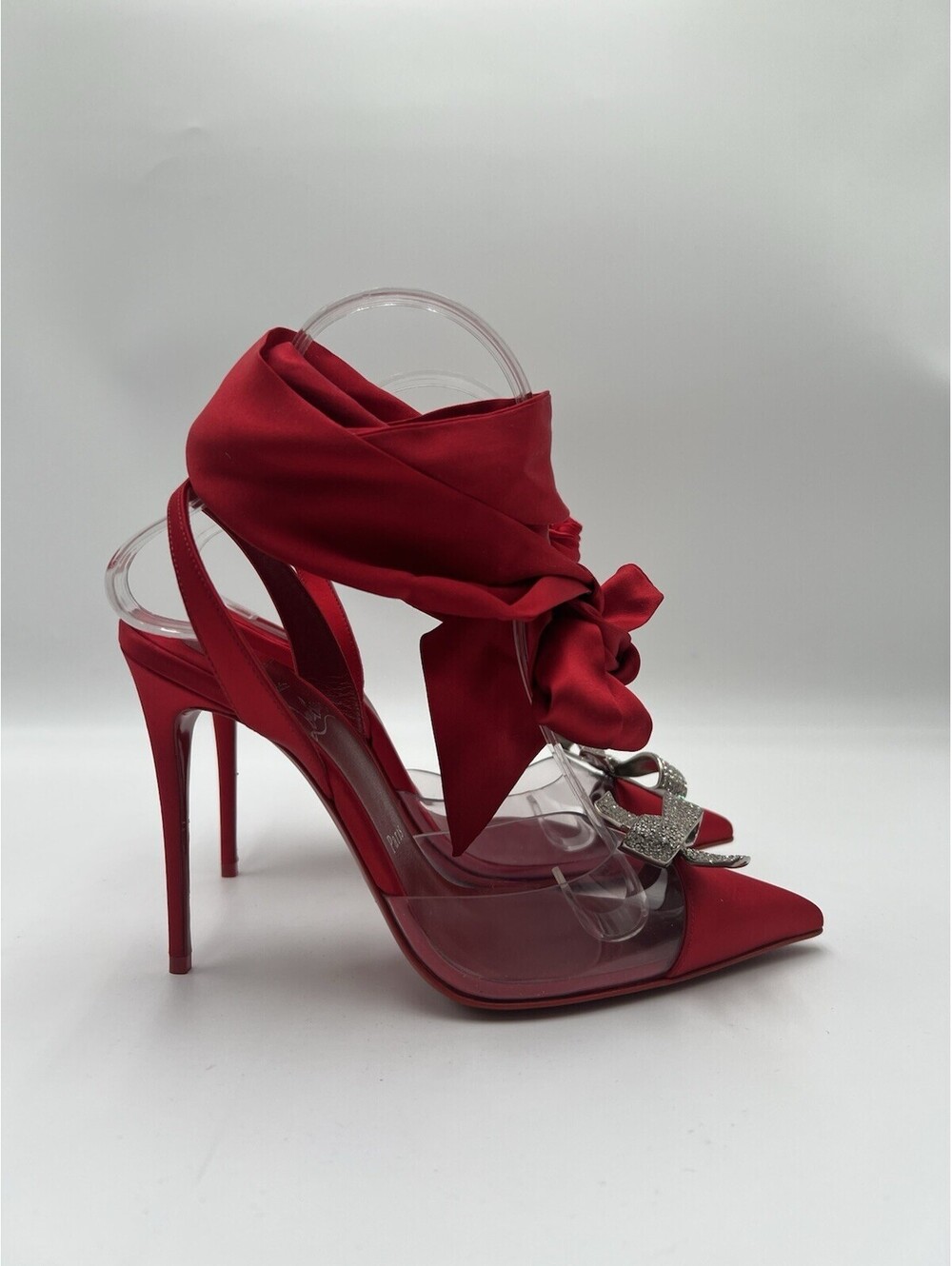 Christian Louboutin Astrinodo Du Desert 100mm red satin / PVC pump Heels Size 36